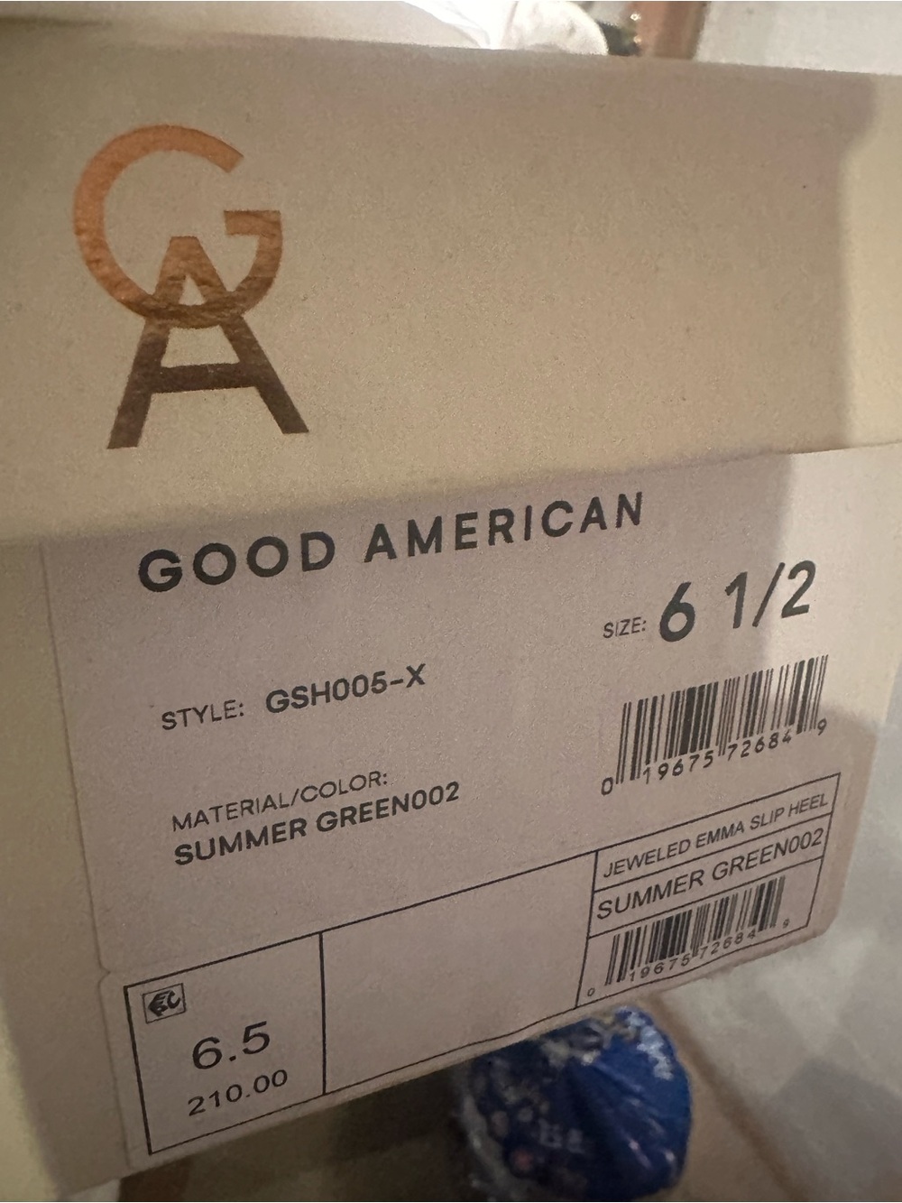 Good American Emma square, Diamonds Forever Mule in Summer Green, size 6.5 - Picture 4 of 8